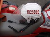 English: Lifeboatman's helmet, Southport lifeboat station, England.