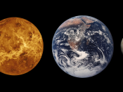 Size comparison of the four terrestrial planets Mercury, Venus, Earth and Mars and the terrestrial dwarf planet Ceres.