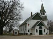 English: An old Methodist church, a week after its last worship service, in Ceylon, Minnesota.