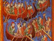 Danish seamen, painted mid-twelfth century. The Viking Age saw Norseman explore, raid, conquer and trade through wide areas of the West.