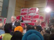English: Stephane Dion, seen making a speech in Brampton, Ontario during the final days of the Canadian federal election, is set to step down as leader of the Liberal Party of Canada, after his party lost multiple seats in the House of Commons.