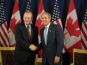 President George W. Bush and Canadian Prime Minister Jean Chretien address the media before their bilateral meeting on United States of America - Canada Smart Borders in Detroit, Michigan.