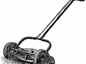 English: A reel lawn mower, adapted from an illustration used in an advertisement in a 1888 issue of Garden and Forest. The ad was placed by Chadborn & Coldwell Manufacturing in Newburgh, New York.