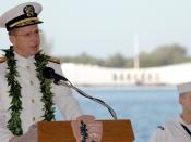 English: Pearl Harbor, Hawaii (Dec. 7, 2005) – Chief of Naval Operations Adm. Mike Mullen delivers his speech during the 64th commemoration of the Dec. 7, 1941 attack on Pearl Harbor, Hawaii. The ceremony is held annually to honor those who served d