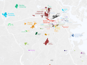 Map of colleges and universities in the Boston, Massachusetts area