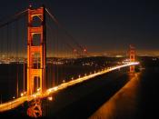 English: Golden Gate Bridge at looking south-south-east by night looking south across the Golden Gate towards San Francisco. Français : Pont du Golden Gate la nuit. Image prise en regardant vers le sud-est vers San Francisco. For more languages SEE BELOW
