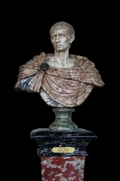 English: Gaius Aurelius Valerius Diocletianus (ca.245-313), Roman Emperor Diocletian. Marble bust, XVIIth century, Florence, Italy. On display at Château de Vaux-le-Vicomte, France. Français : L'empereur Dioclétien (ca.245-313). Buste de marbre sculpté au