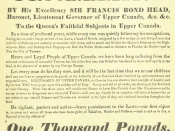 English: 1837 Proclamation for the arrest of William Lyon Mackenzie
