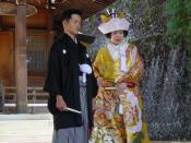 Couple married in a shinto ceremony in Takayama, Gifu prefecture