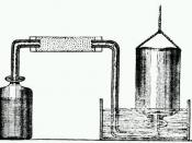 Scan of a drawing of Cavendish's apparatus for making hydrogen gas