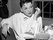 Singer Judy Garland in her dressing room at Greek Theater Los Angeles, Calif.