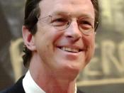 American author and speaker Michael Crichton speaking at Harvard.