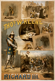 A circa 1884 poster for William Shakespeare's Richard III, starring Thos. W. Keene.