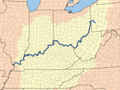 Drainage basin of the Ohio River, part of the Mississippi River drainage basin.