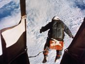 Joseph Kittinger's record-breaking skydive from 102,800 feet (31,300 m). Photograph by Volkmar Wentzel.