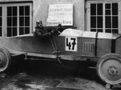English: Nesselsdorfer Wagenbau-Fabriksgesellschaft type T or later known as Tatra 20 as a racecar. The driver is Josef Veřmiřovský.