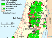 Map showing the West Bank and Gaza Strip in relation to central Israel (situation of 2007)