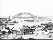 Sydney Harbour Bridge viewed from North Sydney, late 1931