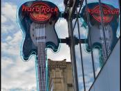 The Hard Rock Cafe in Seattle's sign, based on Kurt Cobain's Competition Blue Mustang used in the iconic Smells Like Teen Spirit Video