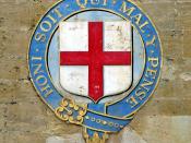 Emblem of the Order of the Garter at Windsor Castle with motto 