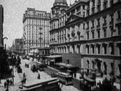 English: The exterior of Grand Central Station (now Grand Central Terminal) in New York City c. 1904. Also visible is the Hotel Manhattan.