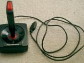 A 1980s one-button Atari-compatible joystick, The Pointmaster. One of the first third party controllers for the Atari 2600.