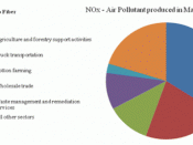 Air pollutants produced in manufacturing of hemp fiber. Diagrams for CO (carbon monoxide) and NOx (nitrogen oxides).