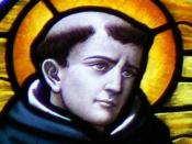 Thomas Aquinas depicted in stained glass