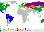 English: Map of suicide rates around the world using data provided on wikipedia