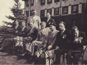 Dr. Ferguson and Dr. Boughton with a group of ex-service patients, waiting for the arrival of their Majesties King George VI and Queen Elizabeth in June, 1939.