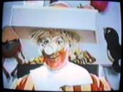 Willard Scott as Ronald McDonald, from the first of three pre-recorded television advertisements to feature Ronald.