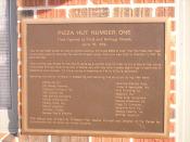 English: A picture of a plaque at the first Pizza Hut building, November 2007.
