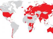 English: Vodafone Global Enterprise's footprint with its regional marketing hubs