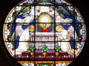 English: Stained glass in Nysa cathedral Deutsch: Glassmalerei in Neisse Kathedrale Polski: Witraż w Kościele św. Jakuba i Agnieszki w Nysie. Jeden z nielicznych, który przetrwał II wojnę światową