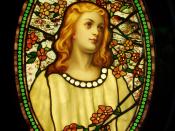 Girl with Cherry Blossoms - Tiffany Glass & Decorating Company, c. 1890.