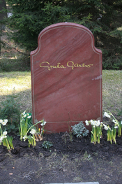 Greta Garbo's gravestone at Skogskyrkogården, Stockholm, Sweden