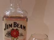 A bottle of Jim Beam whiskey.
