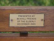 English: Stereotyping Bexhill A plaque on on of the benches along the Promenade.