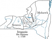 Iroquois Six-Nations map c.1720 Català: Mapa de la Confederació Iroquesa el 1720 Español: Mapa de las tribus iroquesas alrededor de 1720