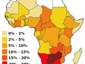 English: Map of Africa coloured according to the percentage of the Adult (ages 15-49) population with HIV/AIDS. Colour chart present in image. Countries coloured white have no information available.