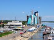 The river port of the Barnaul city (Russia), on the Ob River.