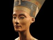 The Nefertiti bust, originally discovered in Amarna on 6 December 1912, in Neues Museum, Berlin