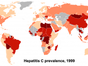 Geographic distribution of Hepatitis C prevalence, 1999 Very High: Prevalence >5 % High: 2.5-5 % Intermediate: 1-2.5 % Low: Deutsch: Weltweite Prävalenz der Hepatitis C, 1999 sehr hoch: Prävalenz >5 % hoch: 2.5-5 % mittel: 1-2.5 % niedrig: