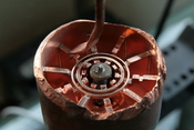 A similar magnetron with a different section removed (magnet is not shown).
