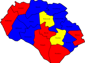 English: A map of the results of the 2007 Southampton Council election. Colour legend by wards won: Conservative party Labour party Liberal Democrats