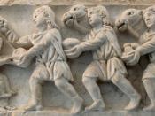 Adoration of the Magi. Panel from a Roman sarcophagus, 4th century CE. From the cemetary of St. Agnes in Rome.
