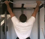 User:Extremepullup performing a standard dead-hang pull up