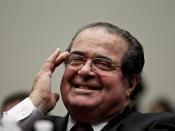 English: Supreme Court Associate Justice Antonin Scalia testifies before the House Judiciary Committee's Commercial and Administrative Law Subcommittee on Capitol Hill May 20, 2010 in Washington, DC. Scalia and fellow Associate Justice Stephen Breyer test