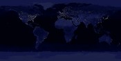 English: Composite image of the Earth at night. Français : Image composite de la Terre la nuit.