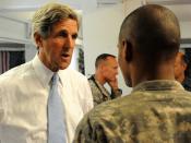 Senator John Kerry visits troops at Camp Eggers
